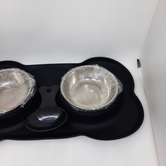 URPower Dog/Cat Food & Water Bowl Set with Bone Shaped Mat - Picture 5 of 9